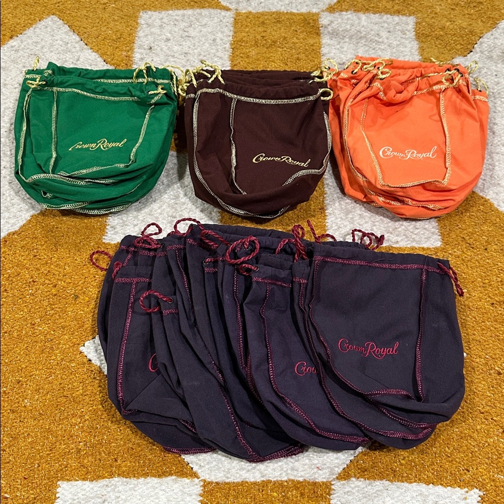 Crown Royal Whiskey Drawstring Bags - 37 BAGS!